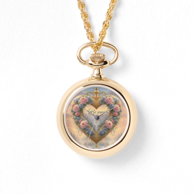 Victorian, golden heart with flowers and saying watch (Front)