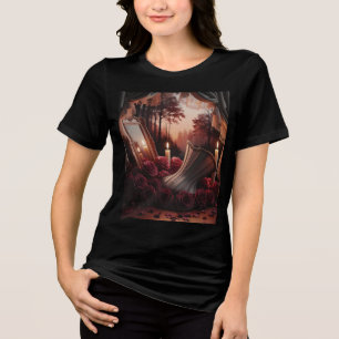 Victorian Gothic Boudoir Corset Mirror Red Roses Tri-Blend Shirt