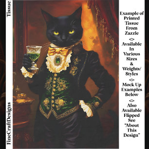 Victorian Gothic Cat with Absinthe EG9L Decoupage Tissue Paper