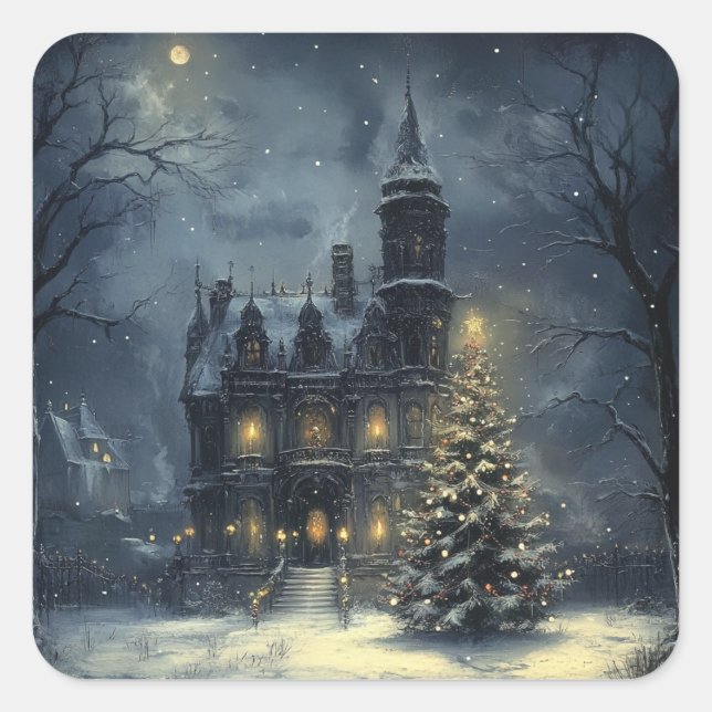Victorian Gothic Christmas Square Sticker (Front)
