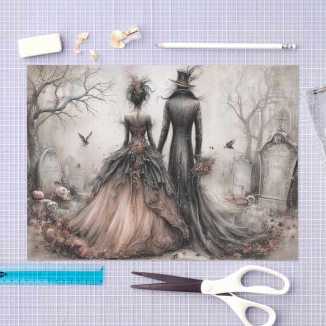 Victorian Gothic Couple Decoupage Tissue Paper (Craft)