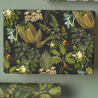 Victorian Gothic Dark Botanicals Forest Glam  Wrapping Paper Sheet