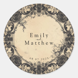 Victorian Gothic Elegance Wedding Classic Round Sticker