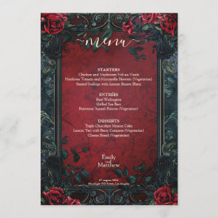 Victorian Gothic Elegance Wedding Menu