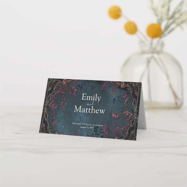 Victorian Gothic Elegance Wedding Place Card (Back)