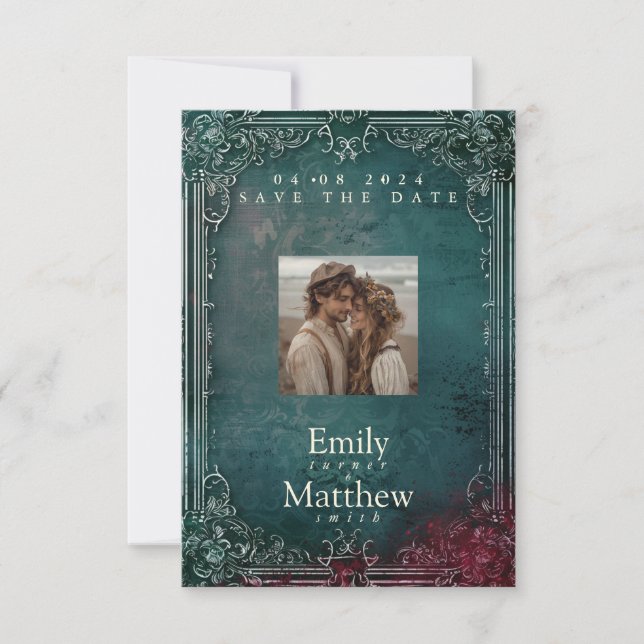Victorian Gothic Elegance Wedding Save The Date (Front)