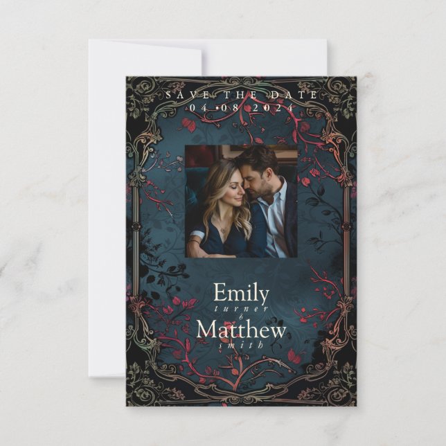 Victorian Gothic Elegance Wedding Save The Date (Front)
