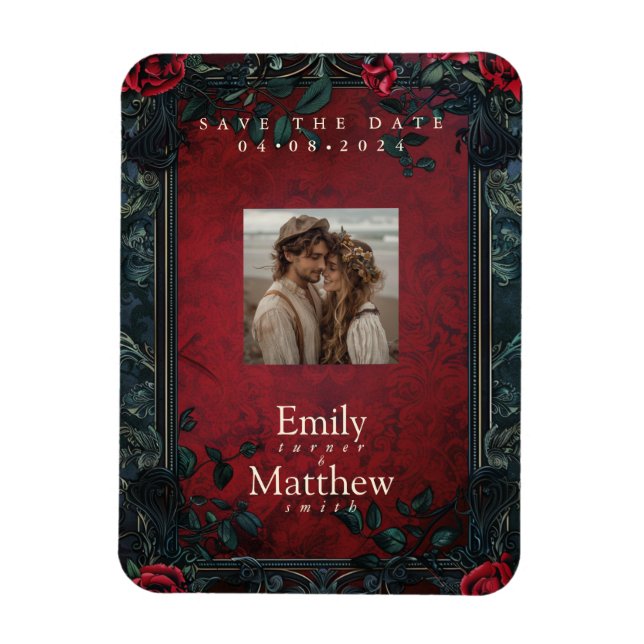 Victorian Gothic Elegance Wedding Save The Date Magnet (Vertical)