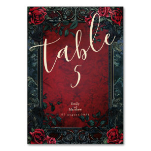 Victorian Gothic Elegance Wedding Table Number