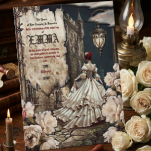 Victorian Gothic Floral Birthday Party Invitation