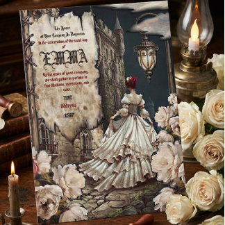 Victorian Gothic Floral Birthday Party Invitation