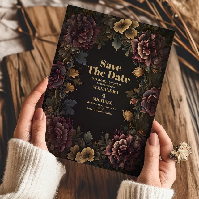 Victorian Gothic Floral Frame Wedding Save The Date (Creator Uploaded)