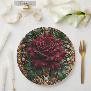 Victorian Gothic Floral Paper Plate
