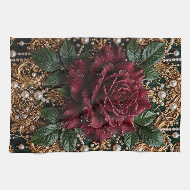 Victorian Gothic Floral Tea Towel (Horizontal)