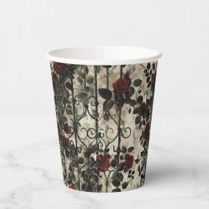 Victorian Gothic Garden Roses Pattern Paper Cups