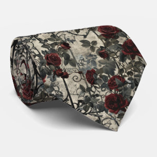 Victorian Gothic Garden Roses Pattern Tie