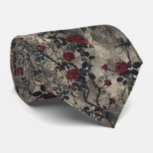Victorian Gothic Garden Roses Pattern Tie