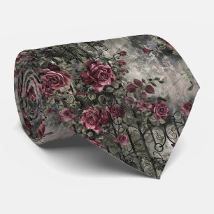 Victorian Gothic Garden Roses Pattern Tie