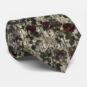 Victorian Gothic Garden Roses Pattern Tie