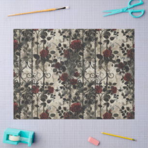 Victorian Gothic Garden Roses Pattern Tissue Paper