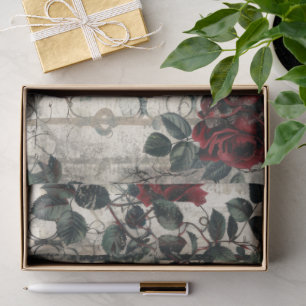 Victorian Gothic Garden Roses Pattern Tissue Paper