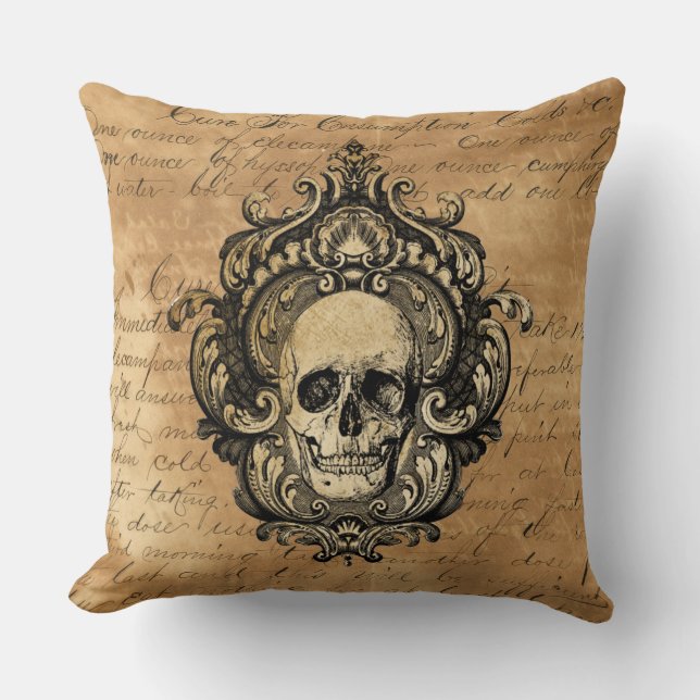 Victorian Gothic Glam Skull  Cushion (Front)