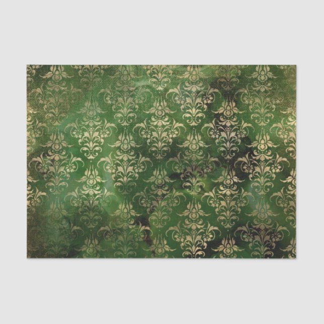 Victorian Gothic Green and Gold Tissue Paper (Front)