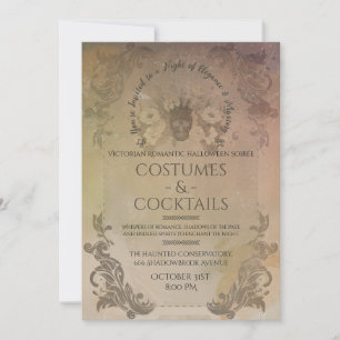 Victorian Gothic Halloween Costumes & Cocktails In Invitation