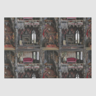 Victorian Gothic Haunted Dollshouse with Dolls in Tissue Paper