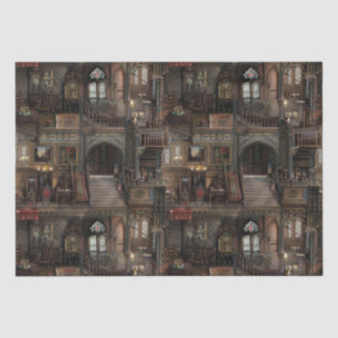 Victorian Gothic Haunted Dollshouse with Dolls in Tissue Paper