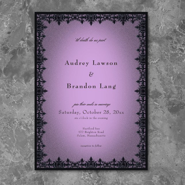 Victorian Gothic Iron Border Purple Wedding Invitation (Victorian Gothic Iron Border Purple Wedding Invitation)
