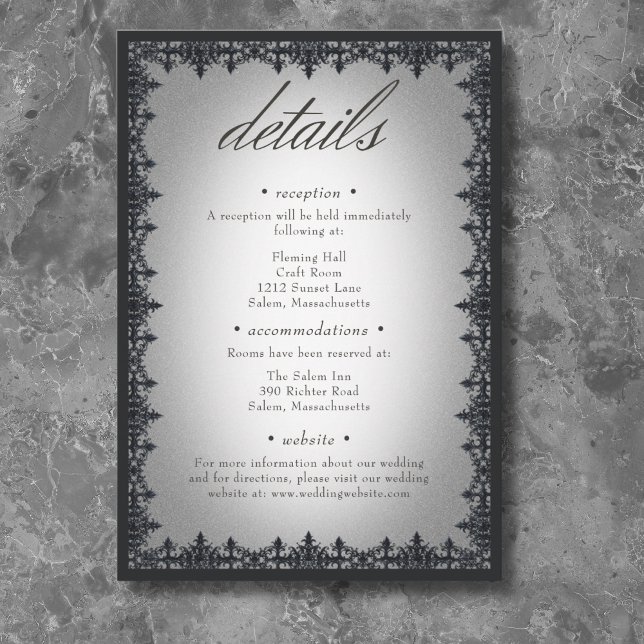 Victorian Gothic Iron Border White Wedding Enclosure Card (Victorian Gothic Iron Border White Wedding Enclosure Card)
