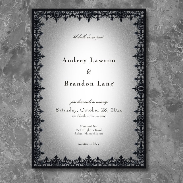 Victorian Gothic Iron Border White Wedding Invitation (Victorian Gothic Iron Border White Wedding Invitation)