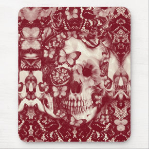 Victorian gothic lace skull mouse pad