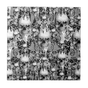 Victorian Gothic Lace skull pattern Ceramic Tile