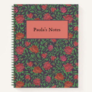 Victorian Gothic Perfect Red & Fuchsia Roses Notebook