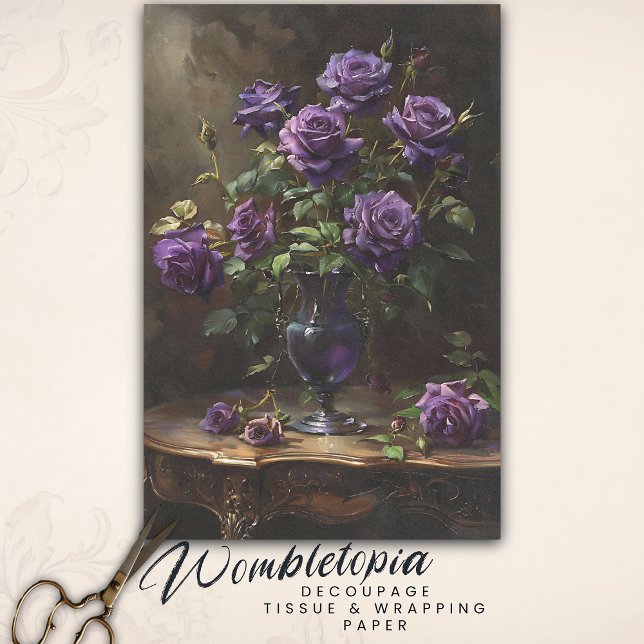 Victorian Gothic Purple Roses in Vintage Vase Tissue Paper (Creator Uploaded)