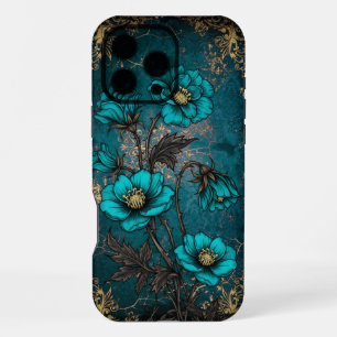 Victorian Gothic Sea Green & Gold Botanical Luxe iPhone 16 Pro Max Case