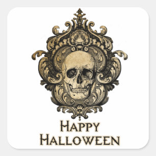 Victorian Gothic Skull Halloween  Square Sticker