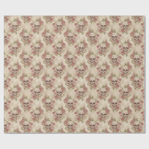 Victorian Gothic Skull & Rose Wrapping Paper