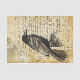 Victorian Gothic Vintage Writing Raven Decoupage Tissue Paper