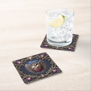Victorian Gothic Wedding Collection Square Paper Coaster