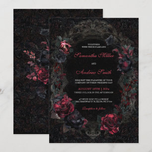 Victorian Gothic Wedding Invitations Black and Red