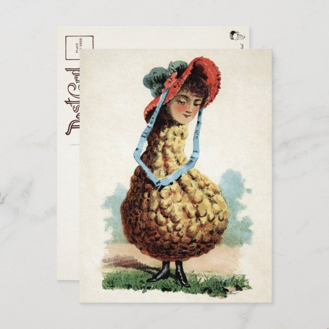Victorian Gourd Girl Postcard  (Front/Back)