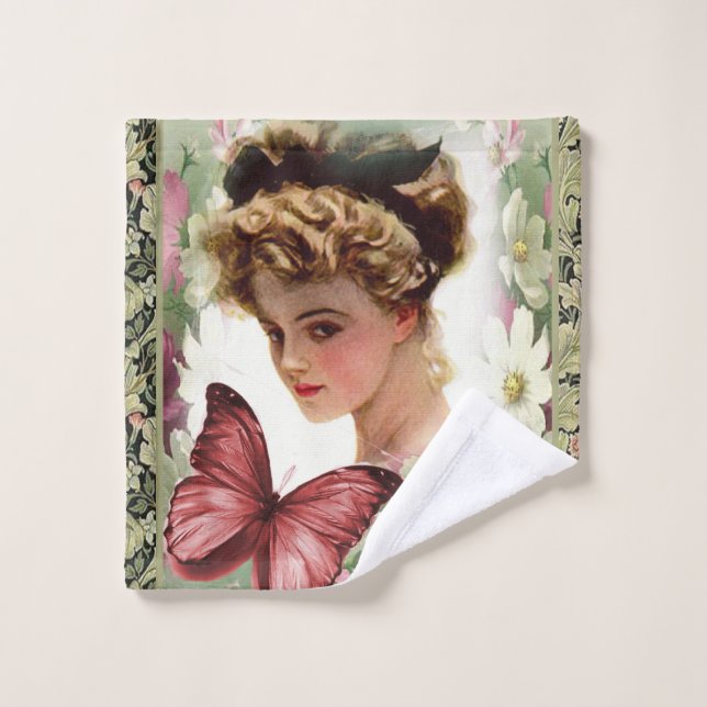 Victorian Green Bathroom Towel Sets (Wash Cloth)