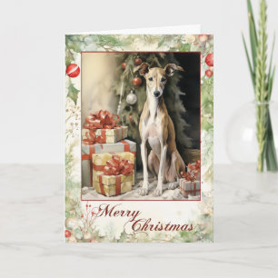 Victorian Greyhound Christmas Holiday Card