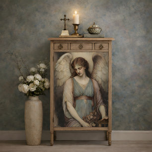 Victorian Guardian Angel Floral Lantern Decoupage Tissue Paper