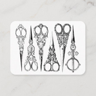 Victorian hairdresser scissors elegant hair salon business card