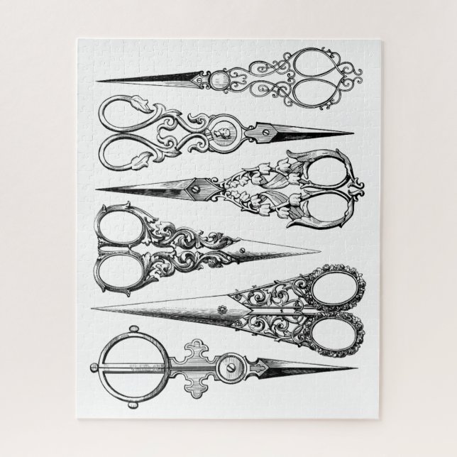 Victorian hairdresser scissors elegant jigsaw puzzle (Vertical)