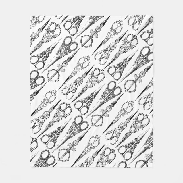 Victorian hairdresser sewing scissors elegant  fleece blanket (Front)